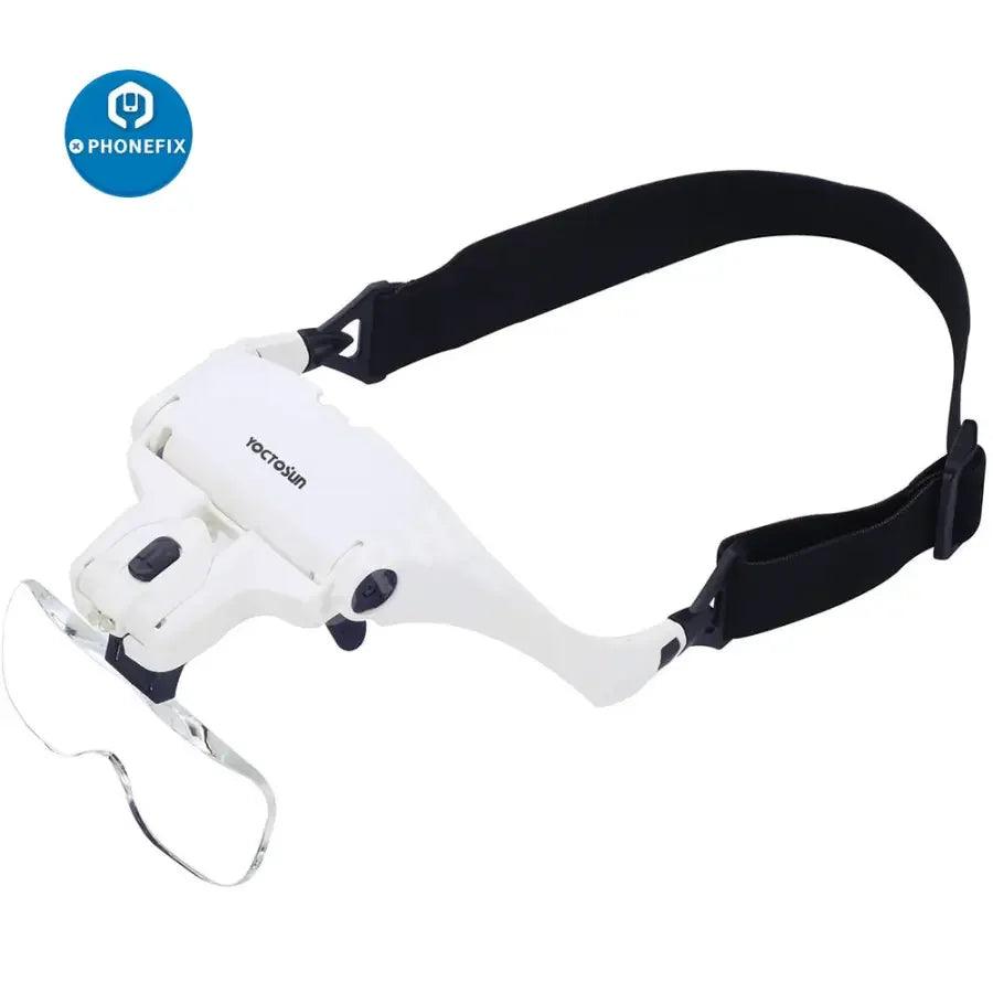 YOCTOSUN LED lighted head magnifier for electronic soldering and reading, black soldering magnifying glass with adjustable headband.