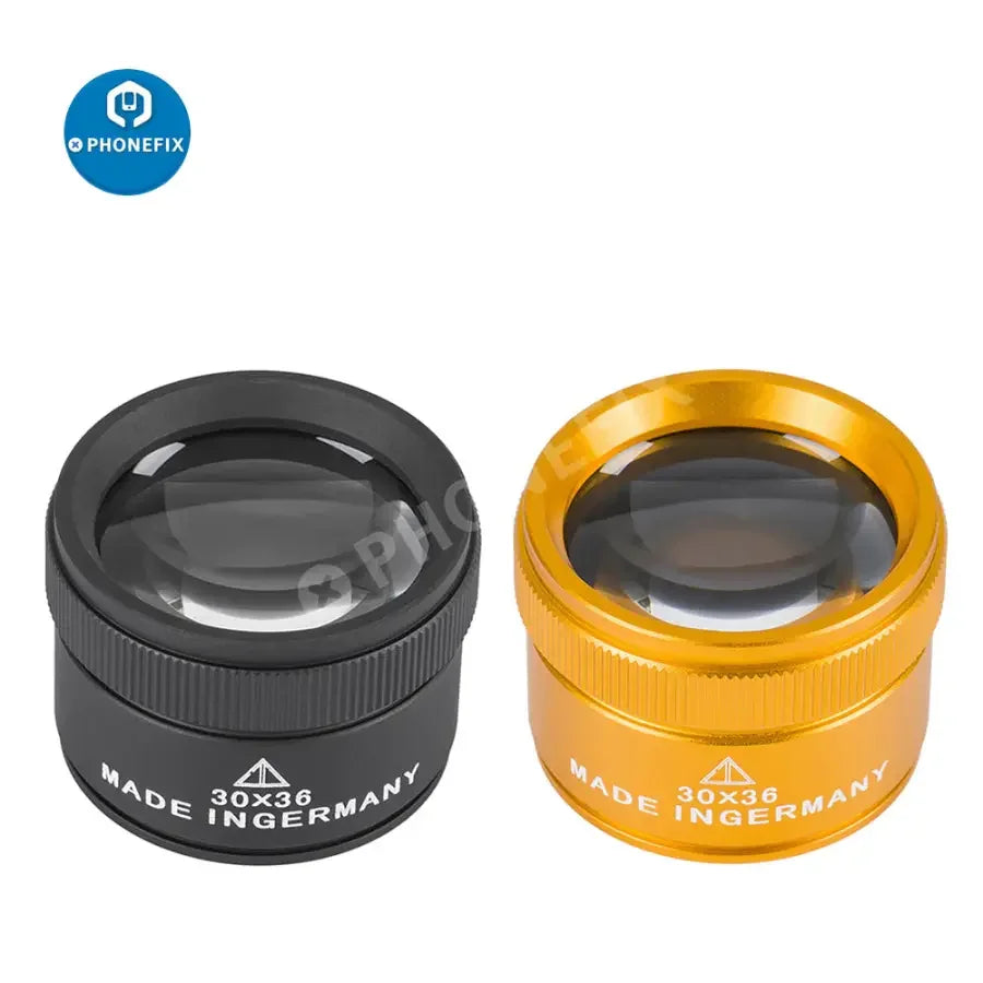 PHONEFIX 30x handheld magnifier for phone repair and jewelry identification, compact soldering magnifying glass with high magnification.