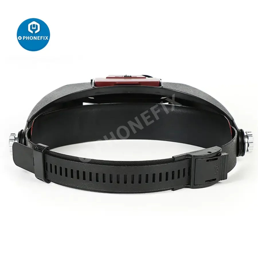 PhoneFix 10x LED light loupe helmet-style magnifier glass for phone repair, featuring a soldering magnifying glass for detailed work.