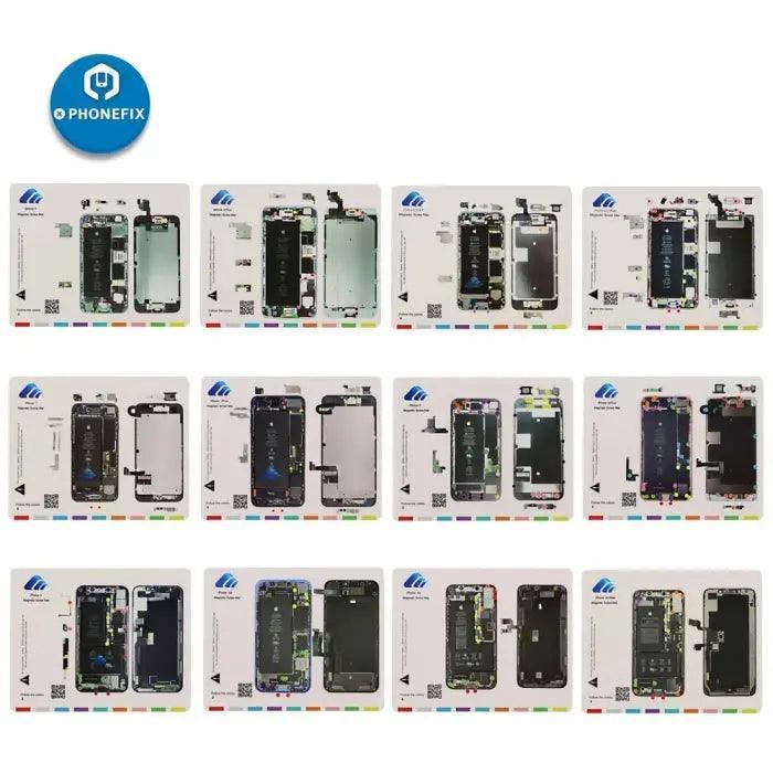 Magnetic screw mat for iPhone 6-15 Pro Max disassembly, PhoneFix soldering guide pad with magnetic screw organization