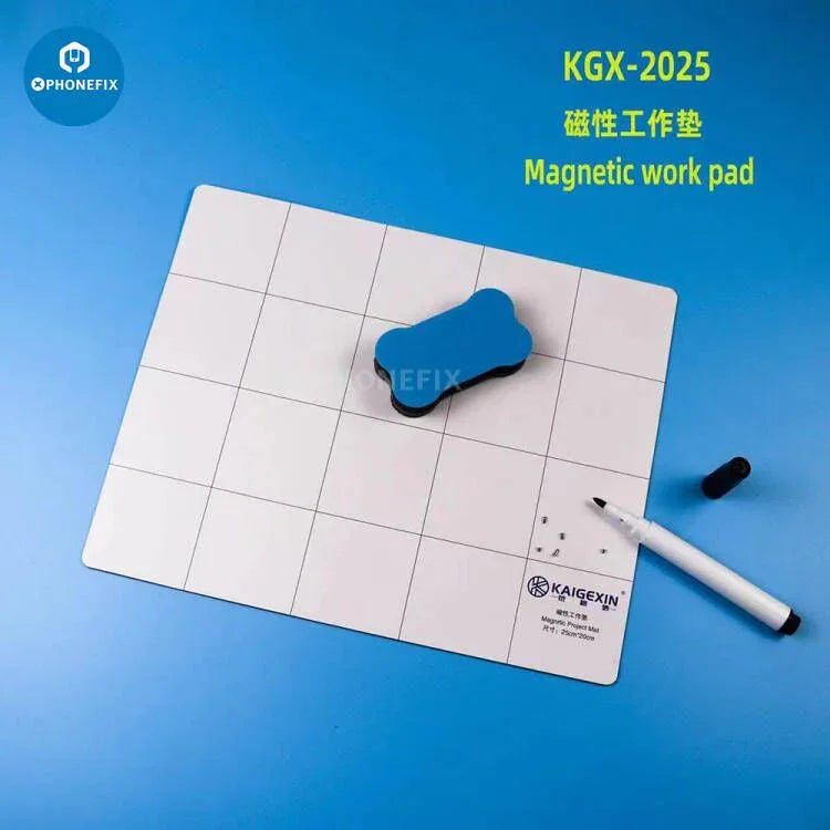 Small PHONEFIX magnetic soldering project mat for electronics parts and screws, prevents loss during assembly, 9x14.5cm size.