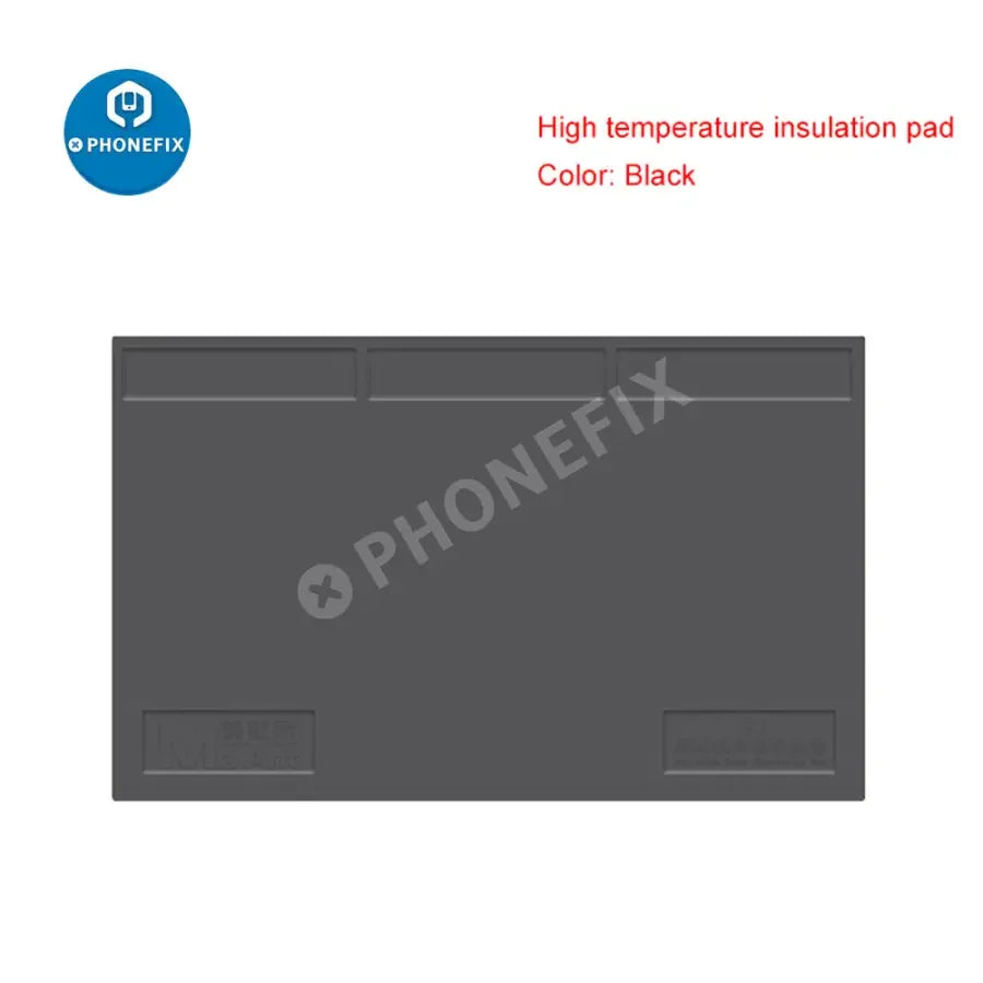 Blue MaAnt G1 silicone soldering mat by PHONEFIX, used as a maintenance platform for phone soldering and repair work.