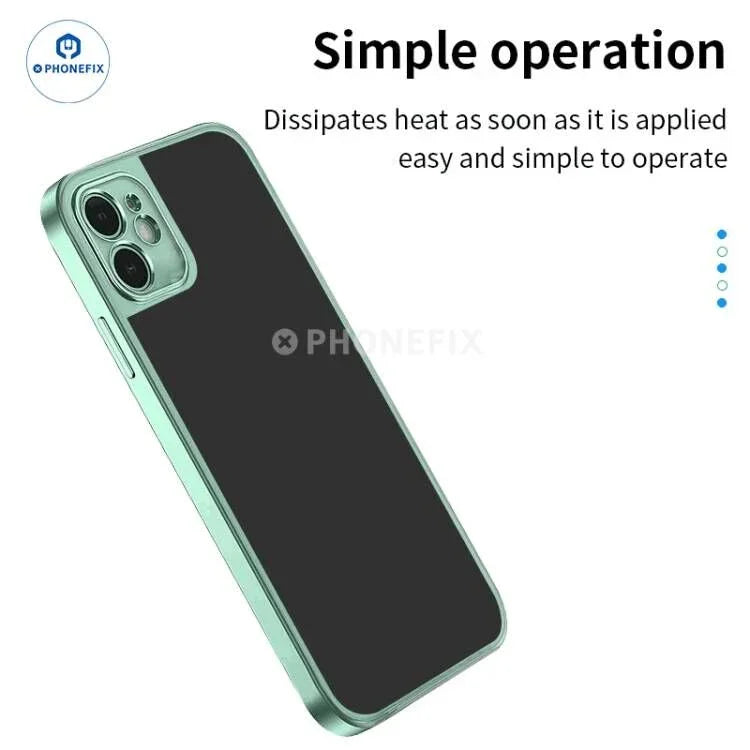 Graphene heatsink thermal pad for phone CPU cooling, soldering mat from PHONEFIX with detailed metallic surface.