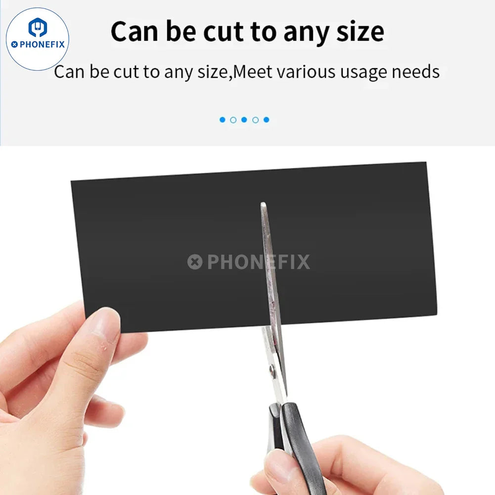 Graphene heatsink thermal pad for phone CPU cooling, soldering mat by PHONEFIX, used for thermal management and heat dissipation.