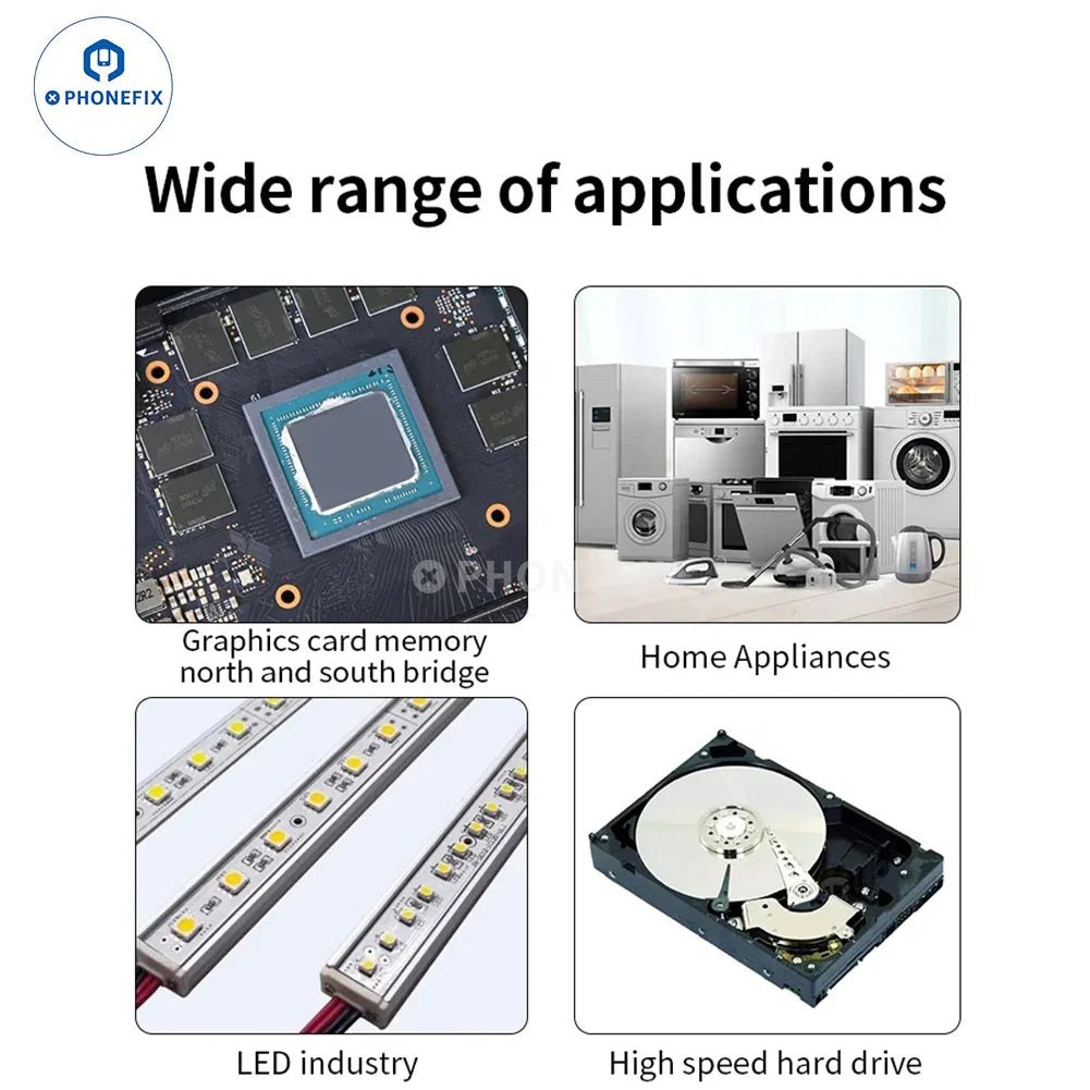 Copper foil graphene heatsink thermal pad for phone CPU cooling, flexible soldering mat from PHONEFIX with metallic finish.