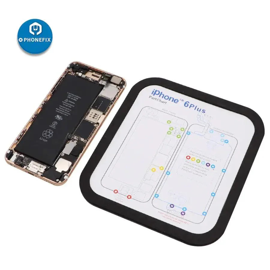 PHONEFIX magnetic screw mat work guide chart for iPhone 6-15 Pro Max, soldering mat with magnetic screw holder and repair aid