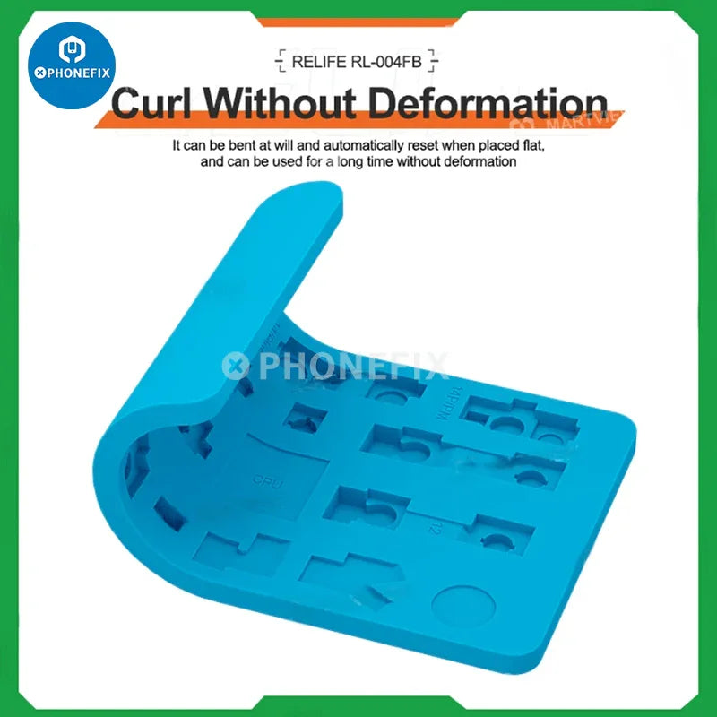 Relife RL-004FB Camera Face ID Repair Silicone Pad for iPhone on Phonefix soldering mat, used for iPhone face ID repair.
