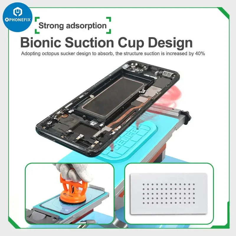 Coussinet en silicone à ventouse universel Relife RL-004SA pour séparateur de 7 pouces, utilisé comme tapis de soudure pour la réparation de téléphones, par PHONEFIX.