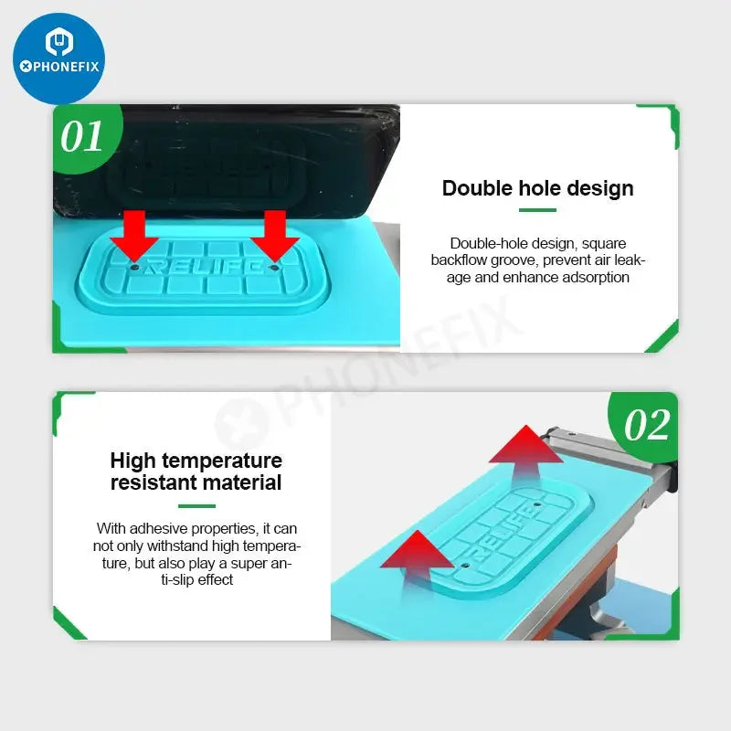 Relife RL-004SA Coussinet universel en silicone à ventouse pour séparateur de 7 pouces, utilisé comme tapis de soudure pour la réparation électronique.