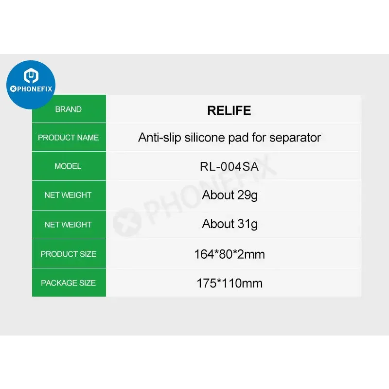 Tapis de soudure en silicone Relife RL-004SA avec ventouse universelle pour séparateur de 7 pouces, idéal pour la réparation de téléphones et l'électronique.