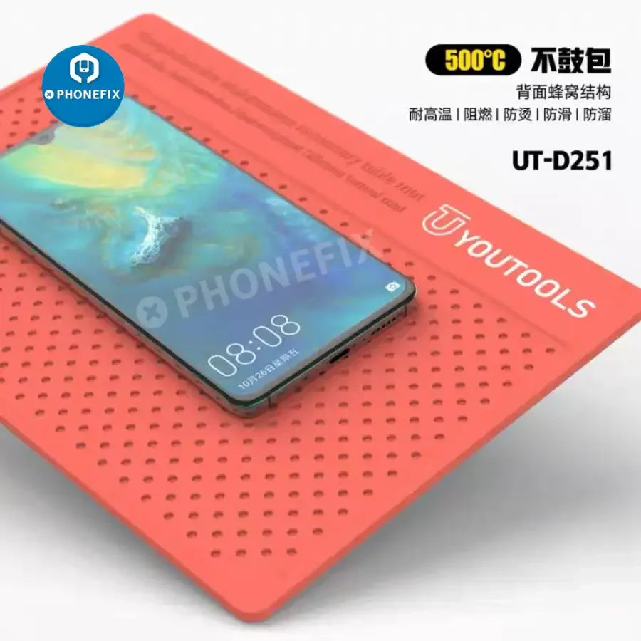 RF4 Heat Insulation Silicone Pad for microscope base, phone and PC repair soldering mat by PHONEFIX, heat-resistant and flexible.