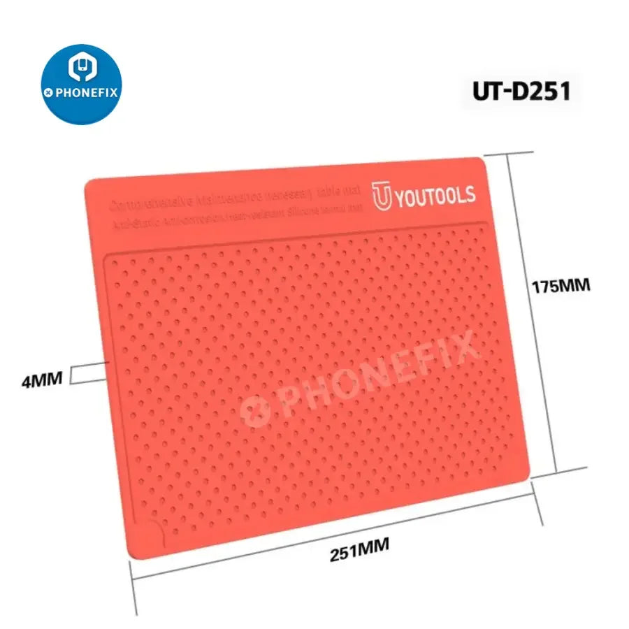 Gray RF4 Heat Insulation Silicone Pad for PhoneFix soldering mat with microscope base, ideal for phone and PC repair.