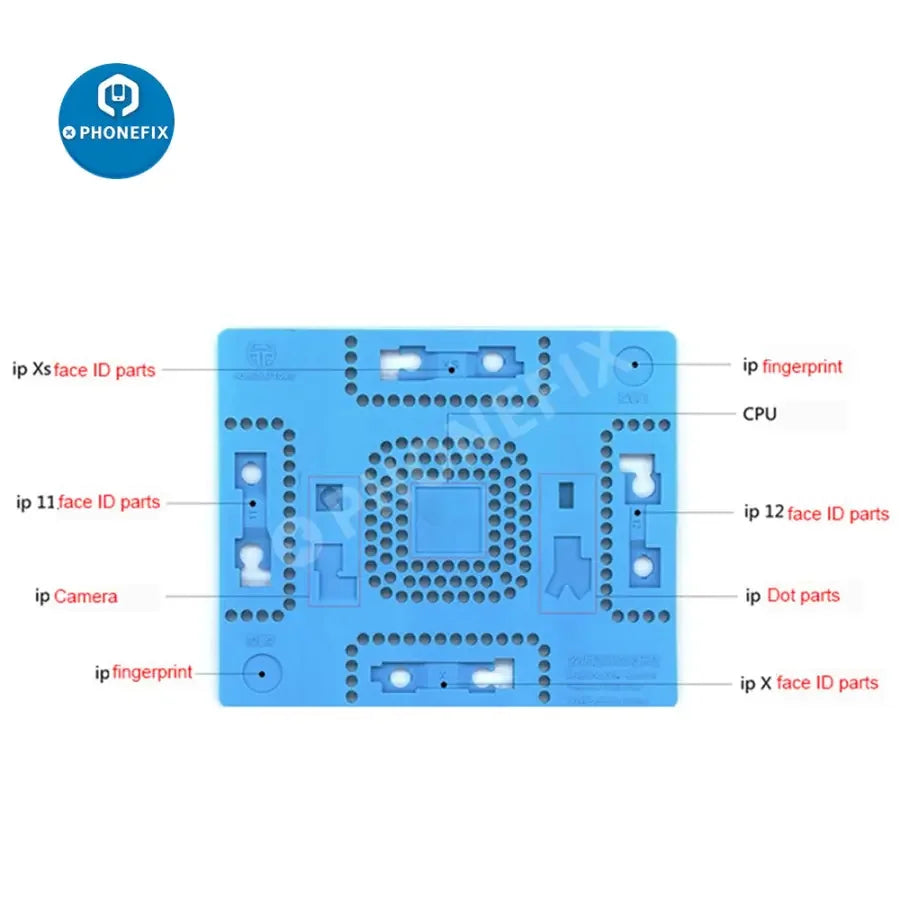 PhoneFix multifunctional soldering mat with pressure-reducing silicone pad, designed for precise positioning and heat resistance.