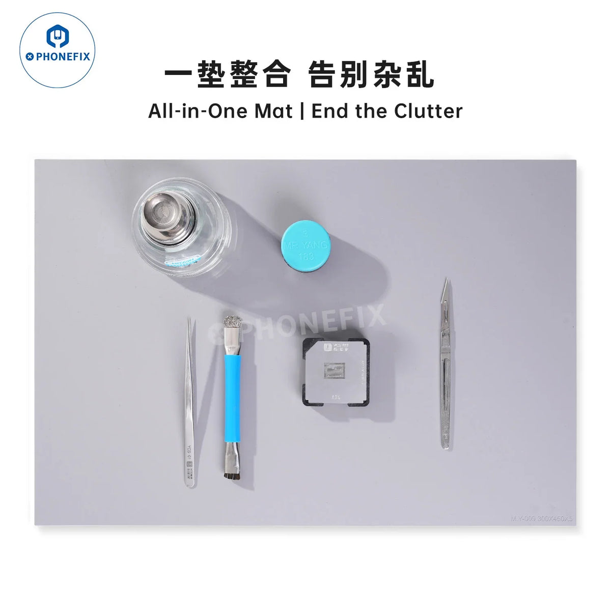 Almohadilla aislante térmica PhoneFIX YCS Mr. Yang para reparación de soldadura de teléfonos, alfombrilla de soldadura resistente al calor con superficie protectora.