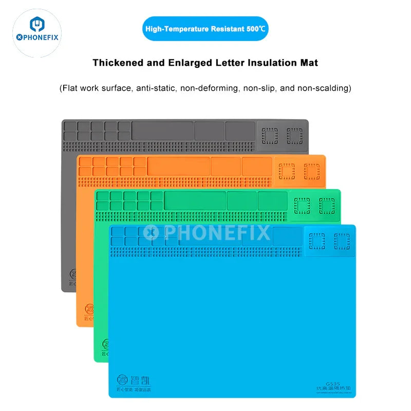 PhoneFix high-temperature soldering mat with detachable silicone insulation pad, heat-resistant and versatile for electronic work.