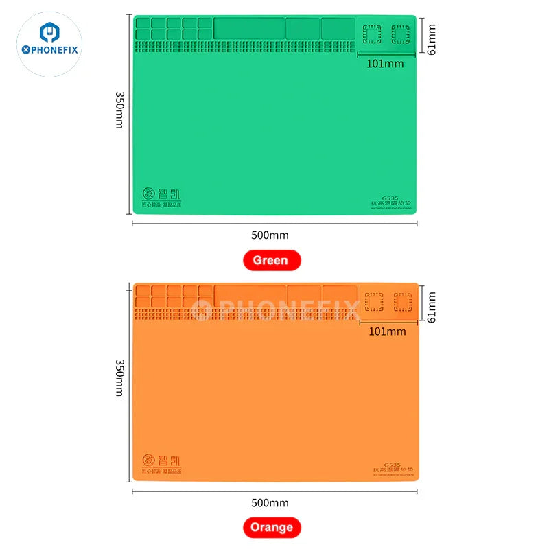 PHONEFIX high-temperature soldering mat with removable silicone insulation pad, heat-resistant and durable for electronic work.