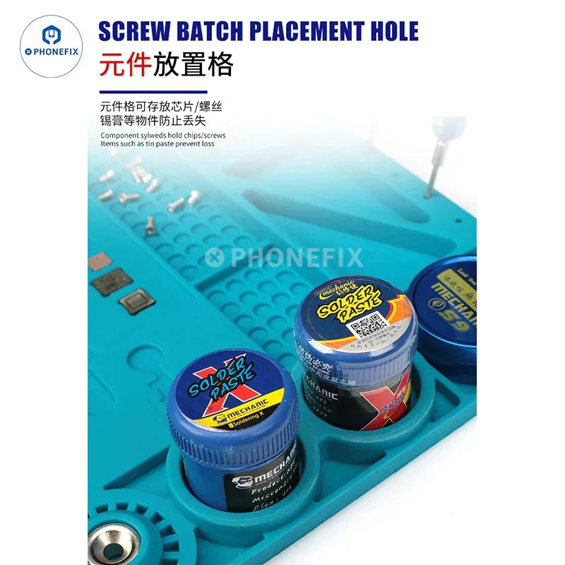 PhoneFix mechanic multi-purpose heat insulation soldering mat for microscope bases, with a durable heat-resistant surface.
