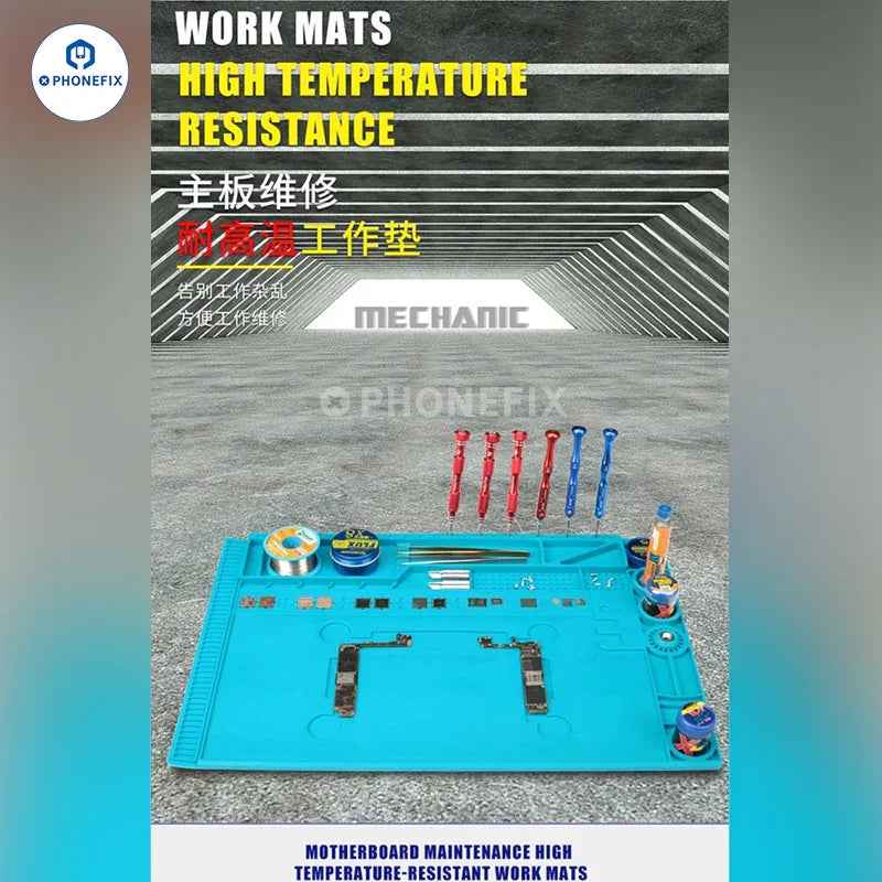 PhoneFix mechanic multi-purpose heat insulation soldering mat for microscope bases, providing heat protection and stability during work.