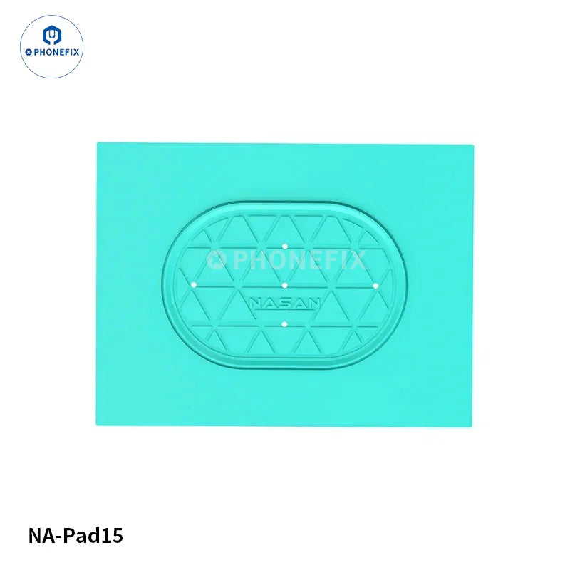 PhoneFix NASAN NA-Pad8 silicone soldering mat with non-slip LCD screen holder, designed for safe electronics repair.