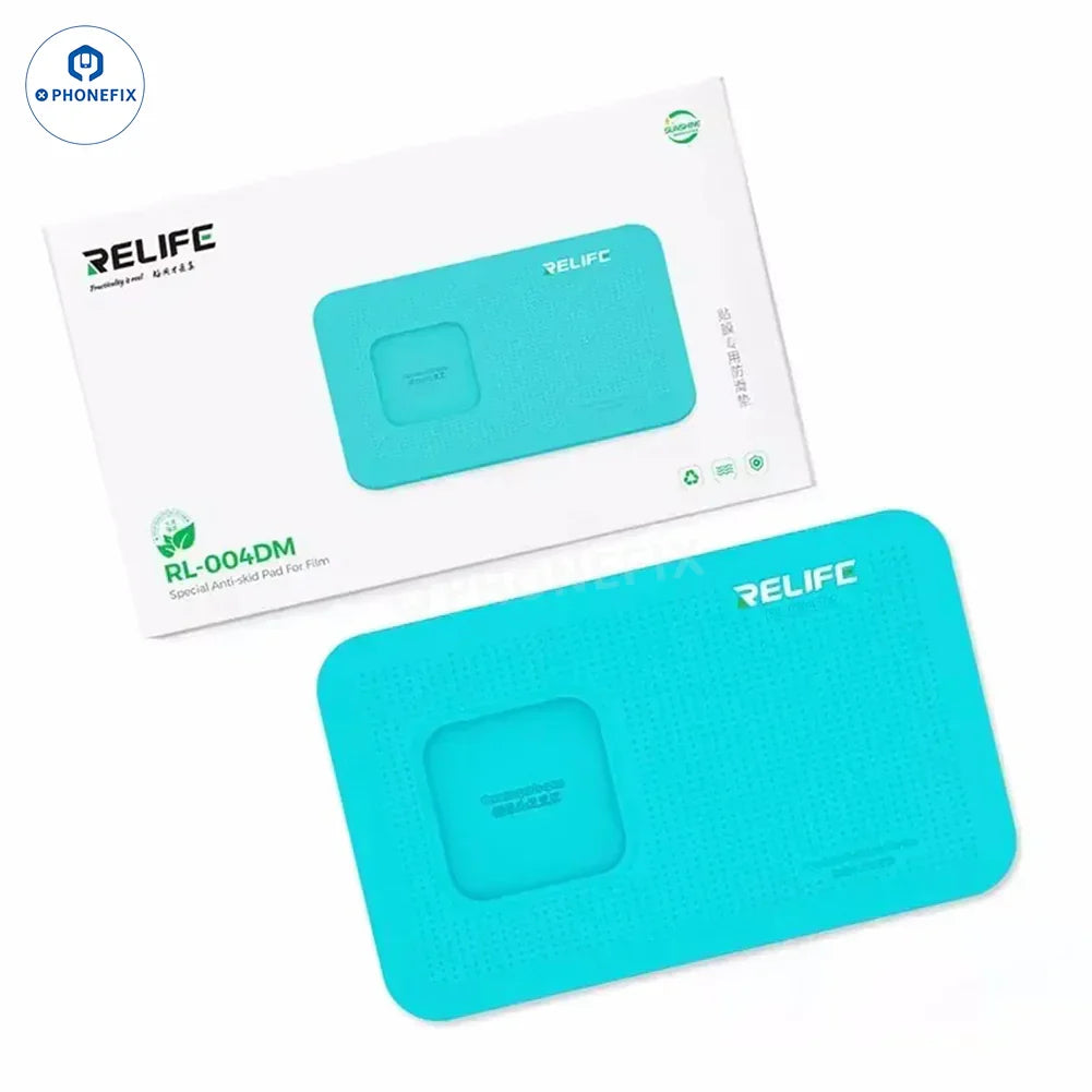 PhoneFix RELIFE RL-004DM soldering mat with anti-slip pad, designed for mobile phone repair and electronics soldering tasks.