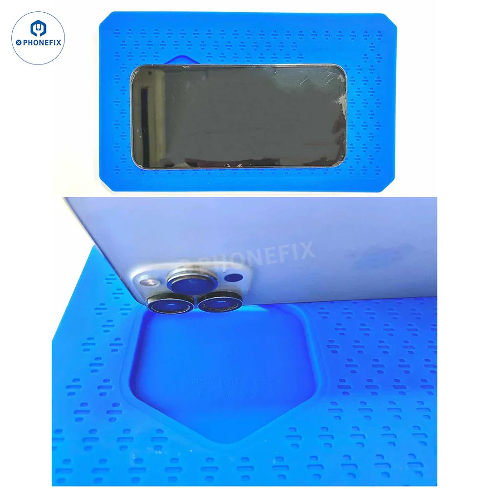 PhoneFix RL-004DM soldering mat, a professional anti-slip pad for mobile phone repair and soldering tasks.
