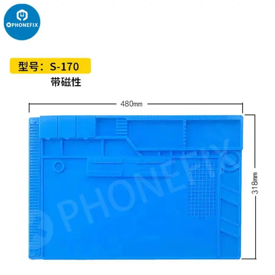 Heat-resistant silicone soldering mat by PHONEFIX, anti-static desk pad with 28x20cm surface for soldering and electronic work.