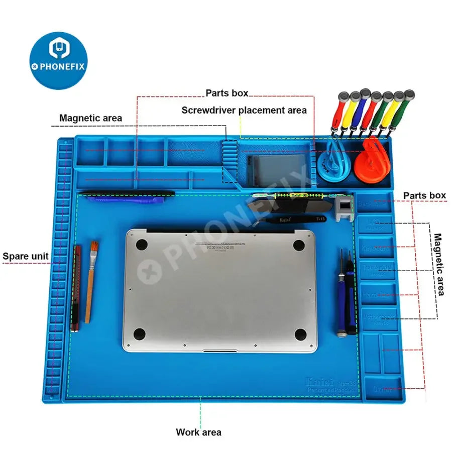 PHONEFIX soldering mat heat insulation silicone pad for welding and repair, heat-resistant silicone platform for electronics work