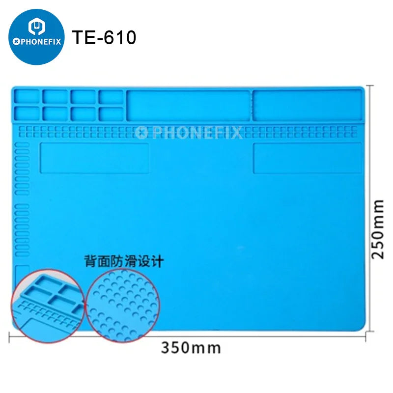Phonefix soldering mat heat insulation silicone pad for welding and repair, with a flexible, non-slip surface for safe electronics work.