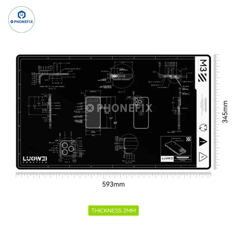 PhoneFix heat insulation silicone soldering mat with anti-slip surface for welding and repair work on electronic components.