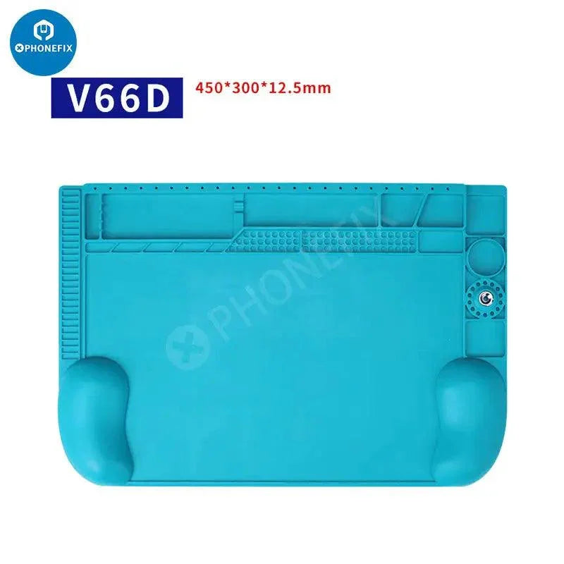 Tapis de réparation et de soudure en silicone 3D à isolation thermique PhoneFix avec protection ESD, conçu pour les tâches de soudure et de réparation électroniques.