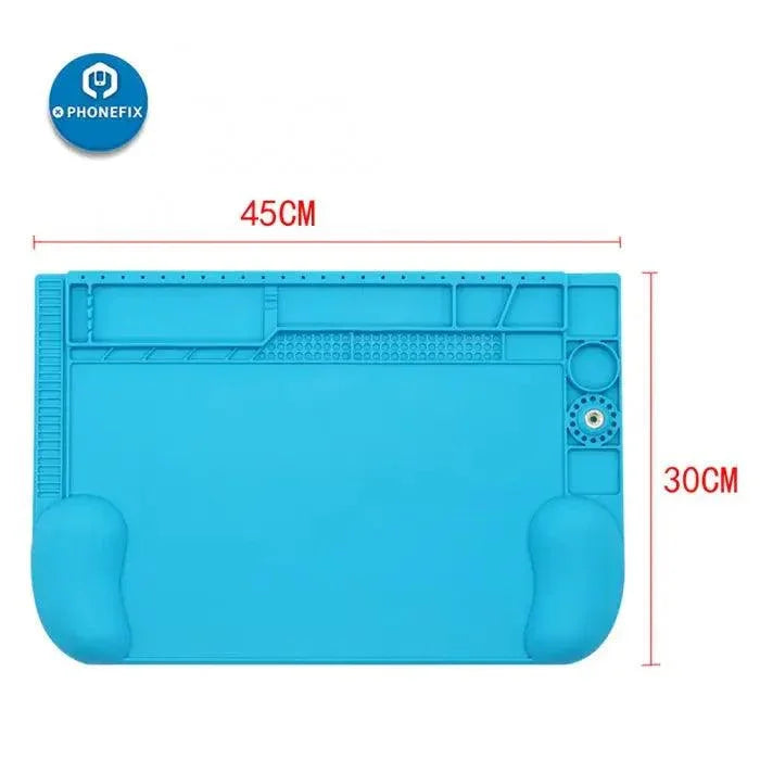 Tapis de réparation et de soudure en silicone 3D à isolation thermique de PHONEFIX avec protection ESD, idéal pour la soudure et les réparations électroniques.