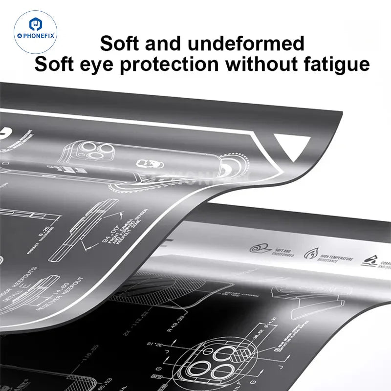 PhoneFIX Mechanic V77 V78 heat insulation soldering repair work mat with durable, heat-resistant surface for electronics soldering tasks.