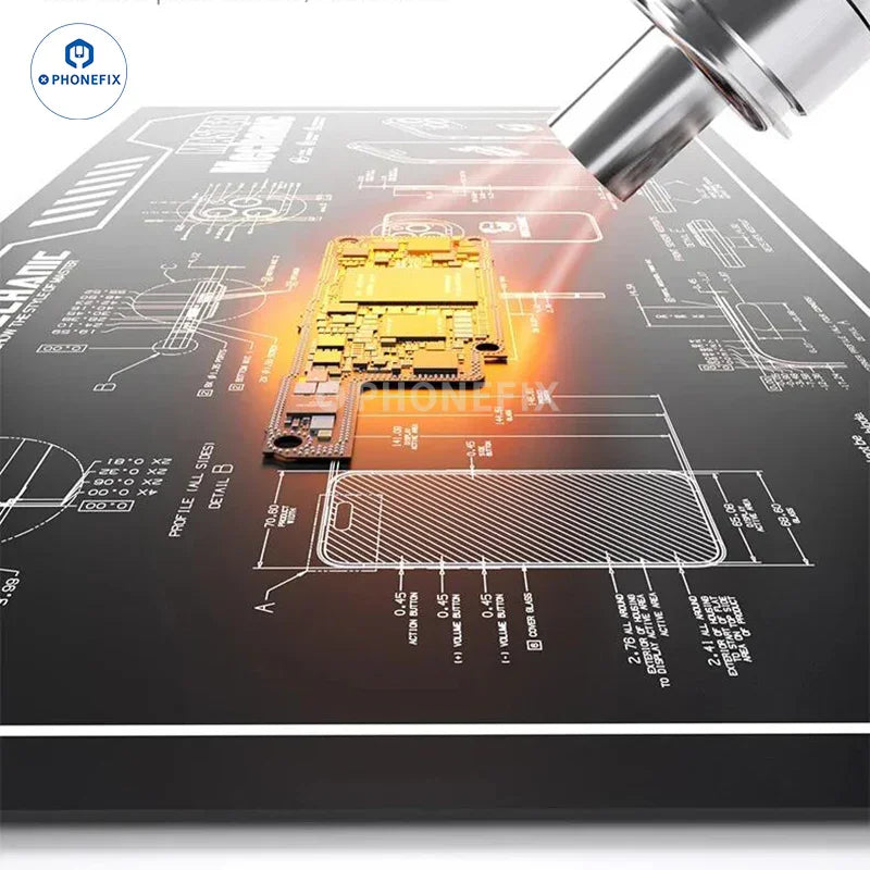 Phonefix V77 V78 heat insulation soldering repair work mat, flexible silicone soldering mat with heat-resistant surface for electronics repair.