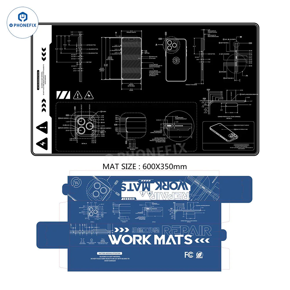 PhoneFix Mechanic V77 V78 heat insulation soldering repair work mat, heat-resistant pad for electronics soldering and repair.