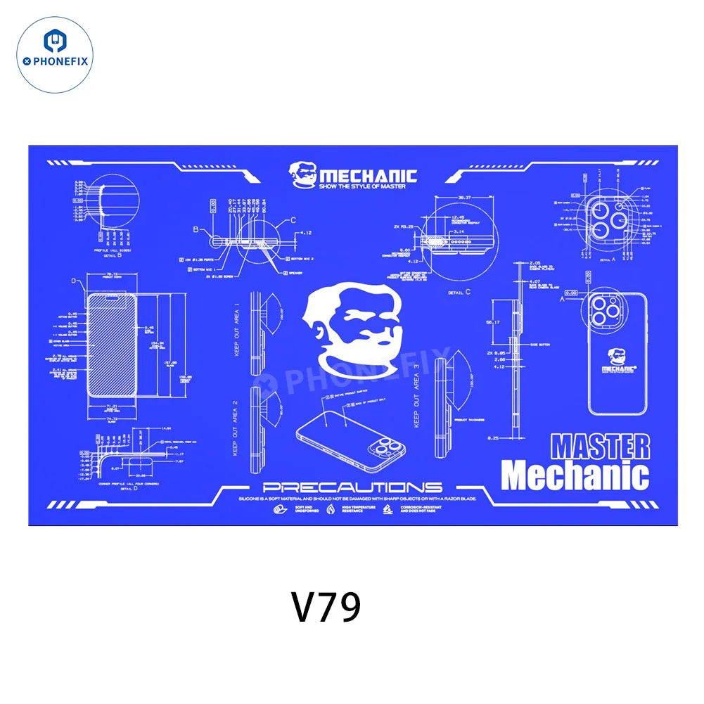 PhoneFix Mechanic V77 V78 heat insulation soldering mat for repair work, heat-resistant soldering pad for electronics repair.