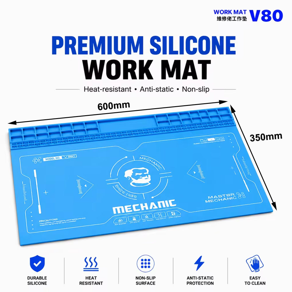 PhoneFix Mechanic V77 V78 heat insulation soldering repair work mat, flexible silicone pad with textured surface for safe soldering.