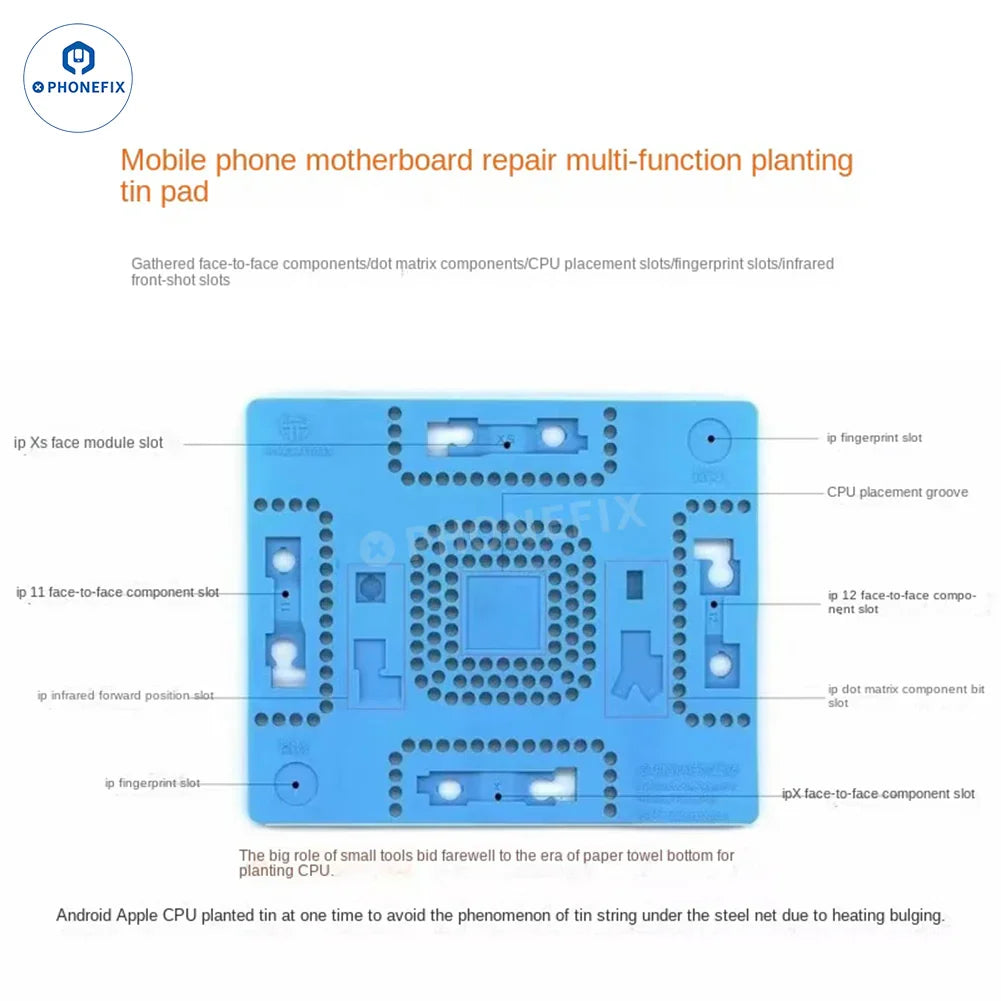 Alfombrilla Phonefix YCS Tin Planting ARC Pad para soldadura de circuitos integrados BGA, resistente al calor y con una superficie duradera para la reparación de componentes electrónicos.