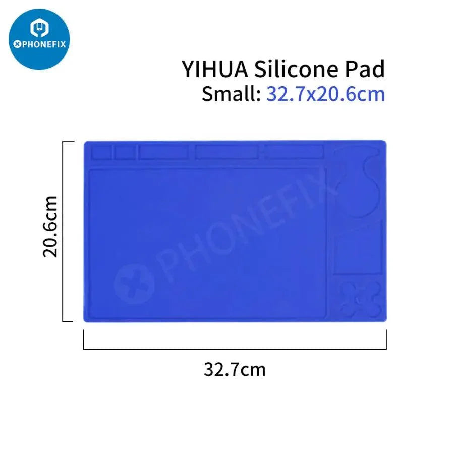 Heat-resistant silicone soldering mat with magnetic heat insulation pad from PHONEFIX, designed for safe work surfaces.