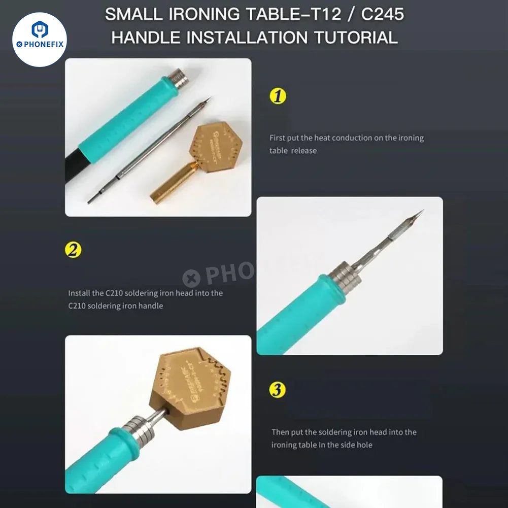 Pointes et buses de fer à souder PhoneFix MECHANIC 900M-T-C9+ pour table chauffante T12 C210 C245&nbsp;: vue détaillée des composants du produit