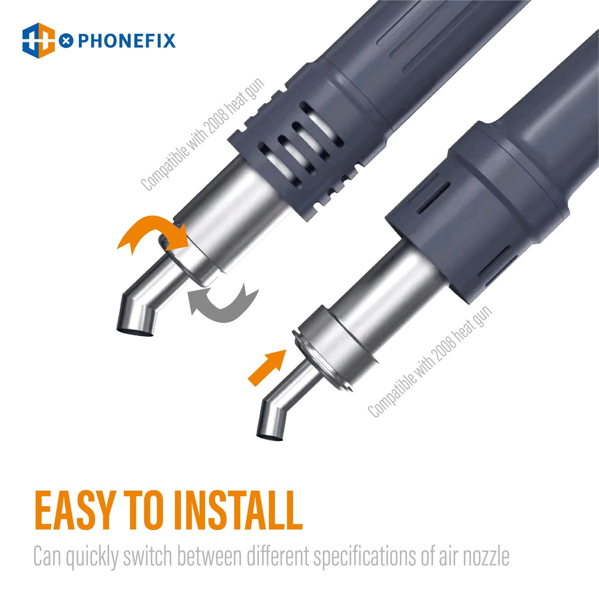 PhoneFix air gun nozzle replacement part for QUICK 2008 and 858D soldering stations, shown in the image.