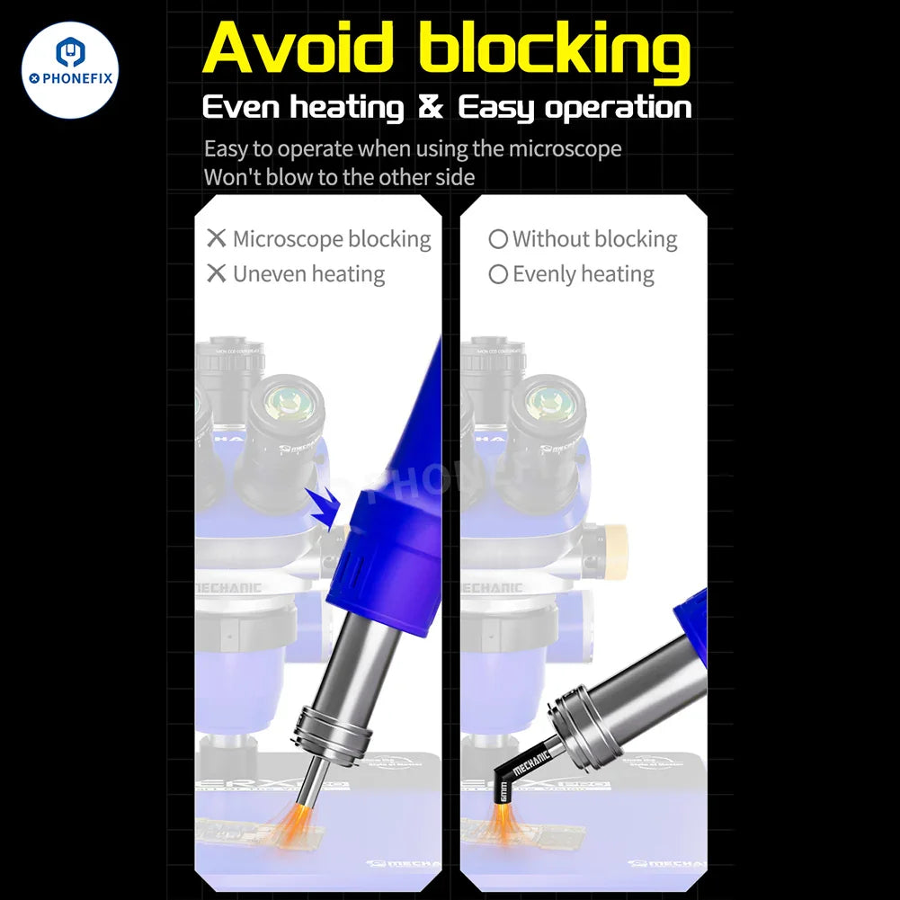 Set of five PHONEFIX Mechanic 861 diagonal air gun nozzles in 5, 6, 8, 10, and 12mm for soldering and air tools.