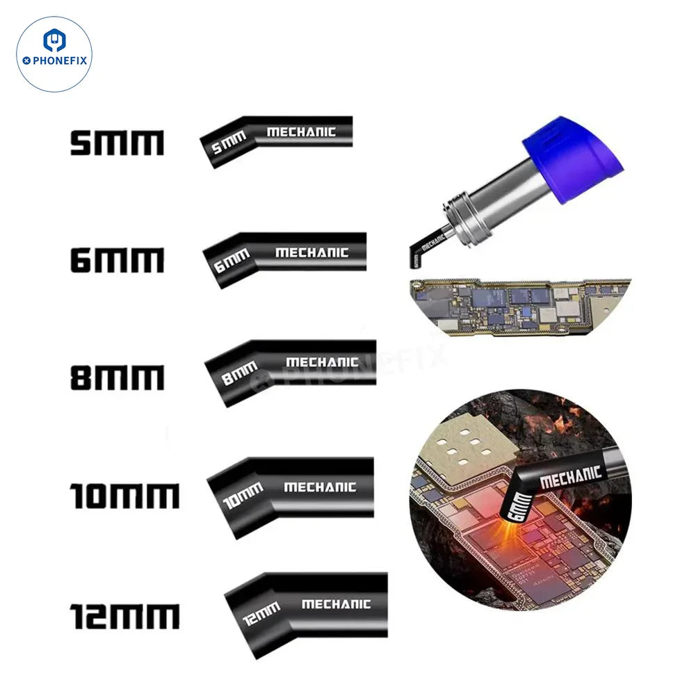 PhoneFix Mechanic 861 Diagonal Air Gun Nozzle with 5, 6, 8, 10, 12mm sizes for soldering and air tool applications