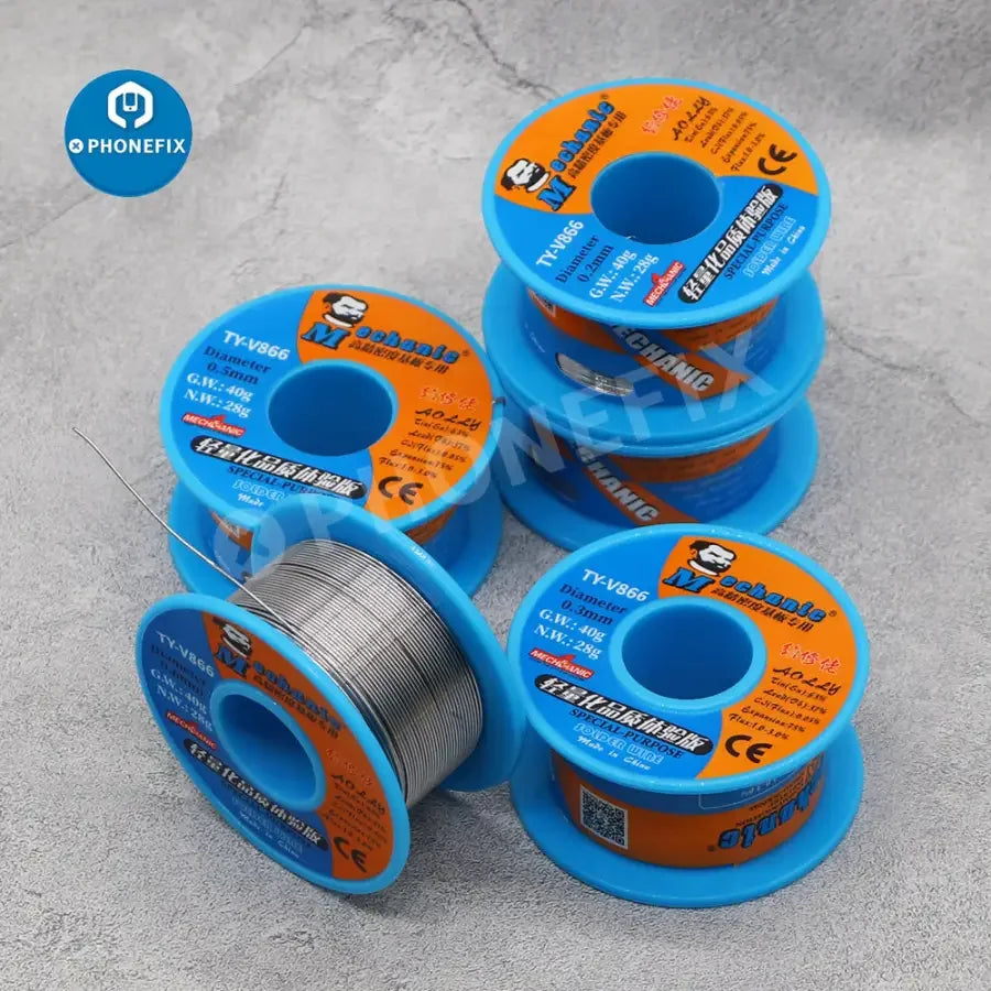 PhoneFix mechanic soldering wire 0.2-0.8mm for BGA rework and liquid welding repair, 40g spool of high-quality soldering wire.