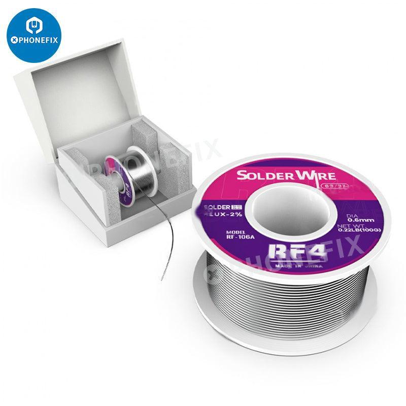 PhoneFix RF4 0.3-1.0mm Sn63% rosin core tin solder wire for phone BGA repair, 100g spool with 0.6mm diameter.