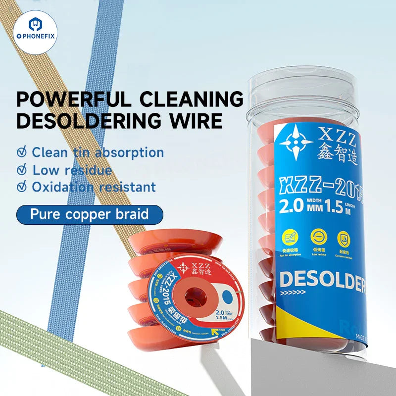 PhoneFix XZZ-2015 3015 desoldering wire cleaning pure copper braid solder wick for removing solder from electronic circuits