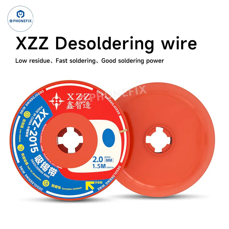 XZZ-2015 3015 desoldering soldering wire made of pure copper braid for cleaning and removing solder from electronic components.