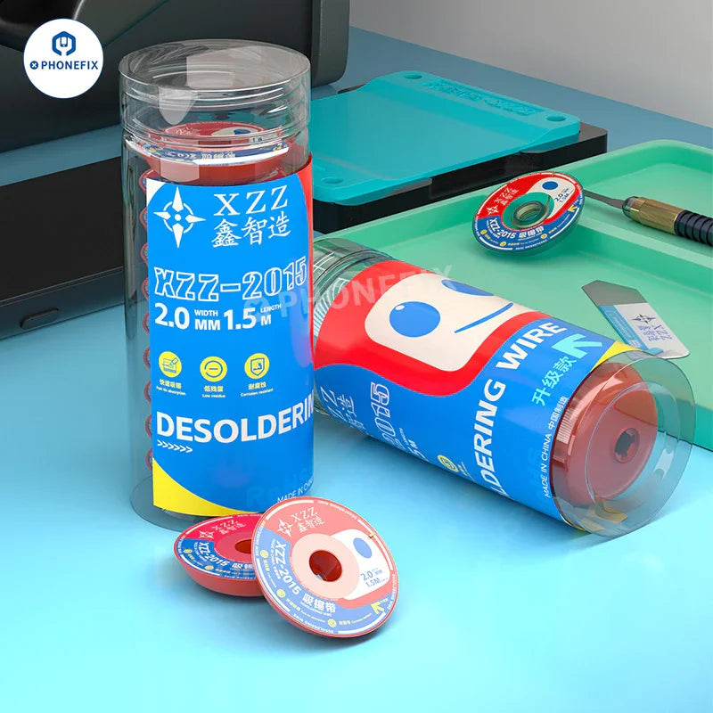 Phonefix XZZ-2015 3015 desoldering soldering wire with pure copper braid for cleaning and removing solder from electronic components.