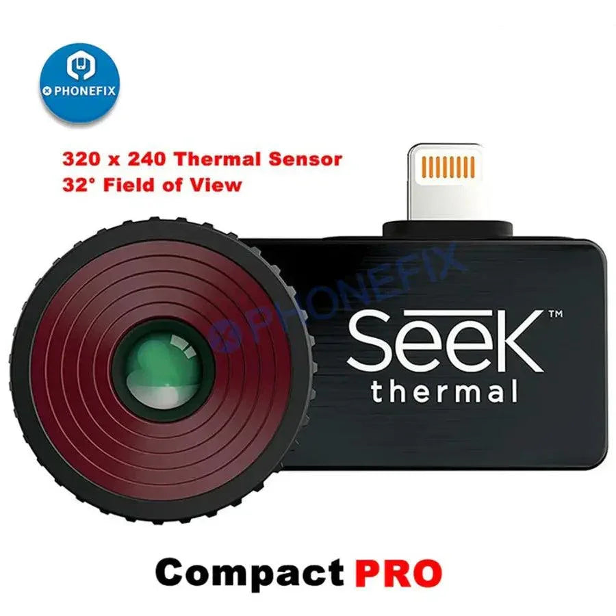 Seek Compact Thermal Camera for iOS and Android, PCB repair detection tool with thermal imaging for electronic diagnostics.