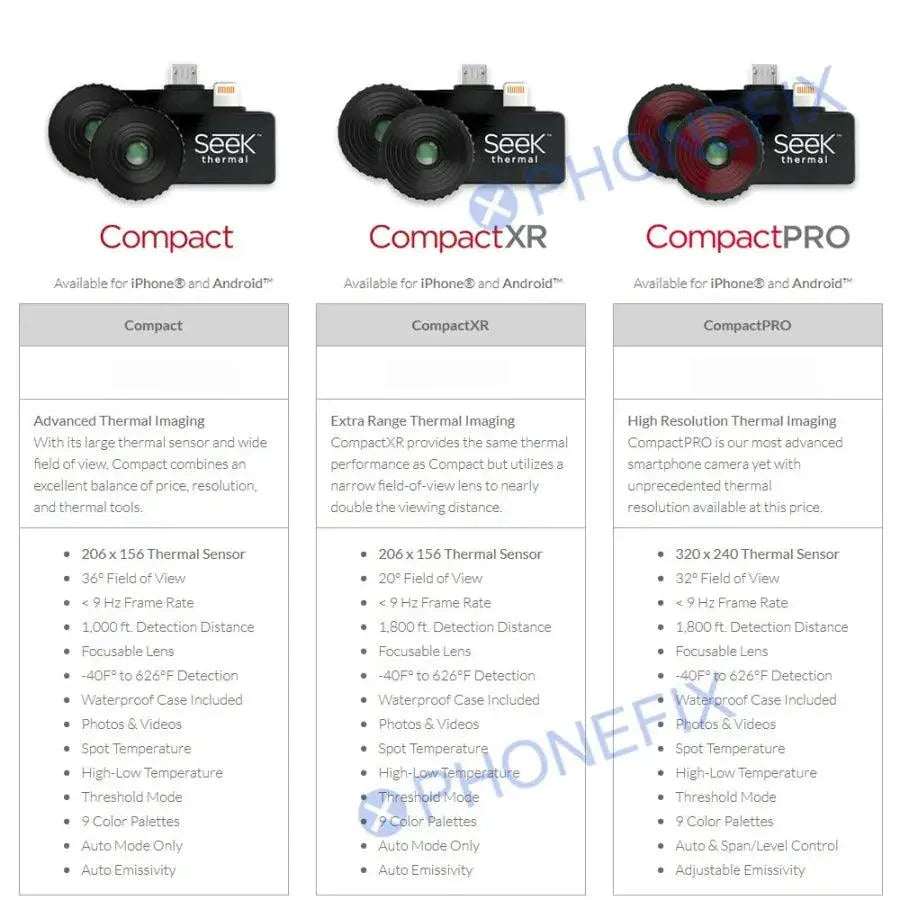 Seek Compact Thermal Camera for iOS and Android, PCB repair detection tool with thermal imaging for electronics diagnostics.
