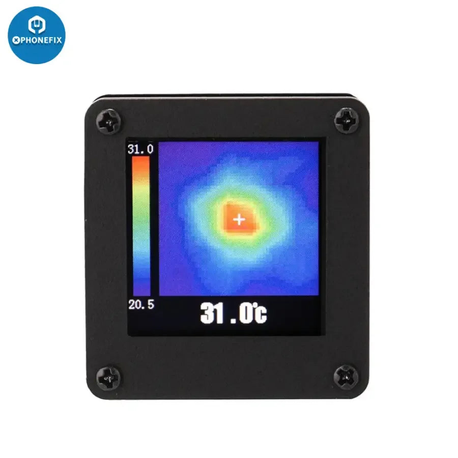 AMG8833 Infrared Thermal Imager Thermograph Camera by PHONEFIX showing thermal imaging sensor and camera lens for temperature measurement.